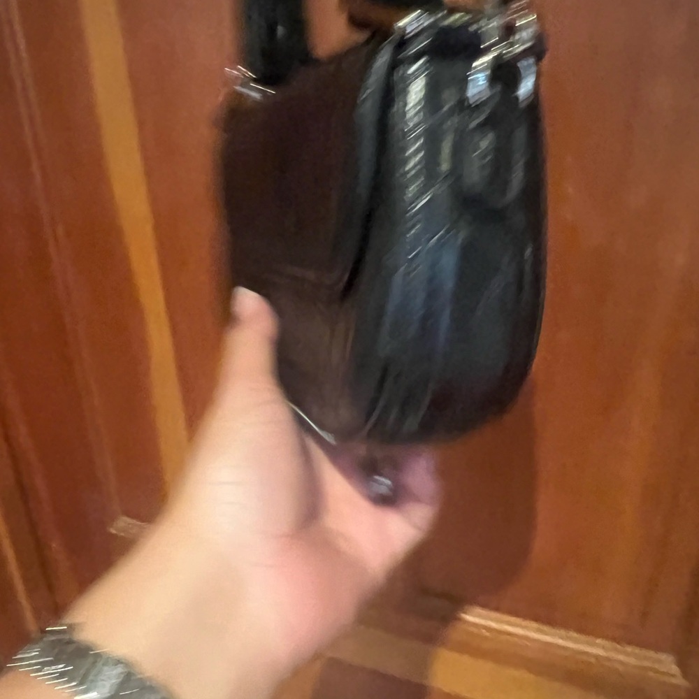 Zara Elegant Black Croc-Embossed crossbody bag satchel purse - Picture 9 of 14